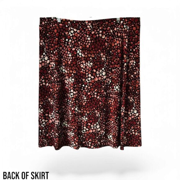 KasperโPlus Size Midi Crimson Cream Multi-Color Printed Skirt 3X - Picture 6 of 10